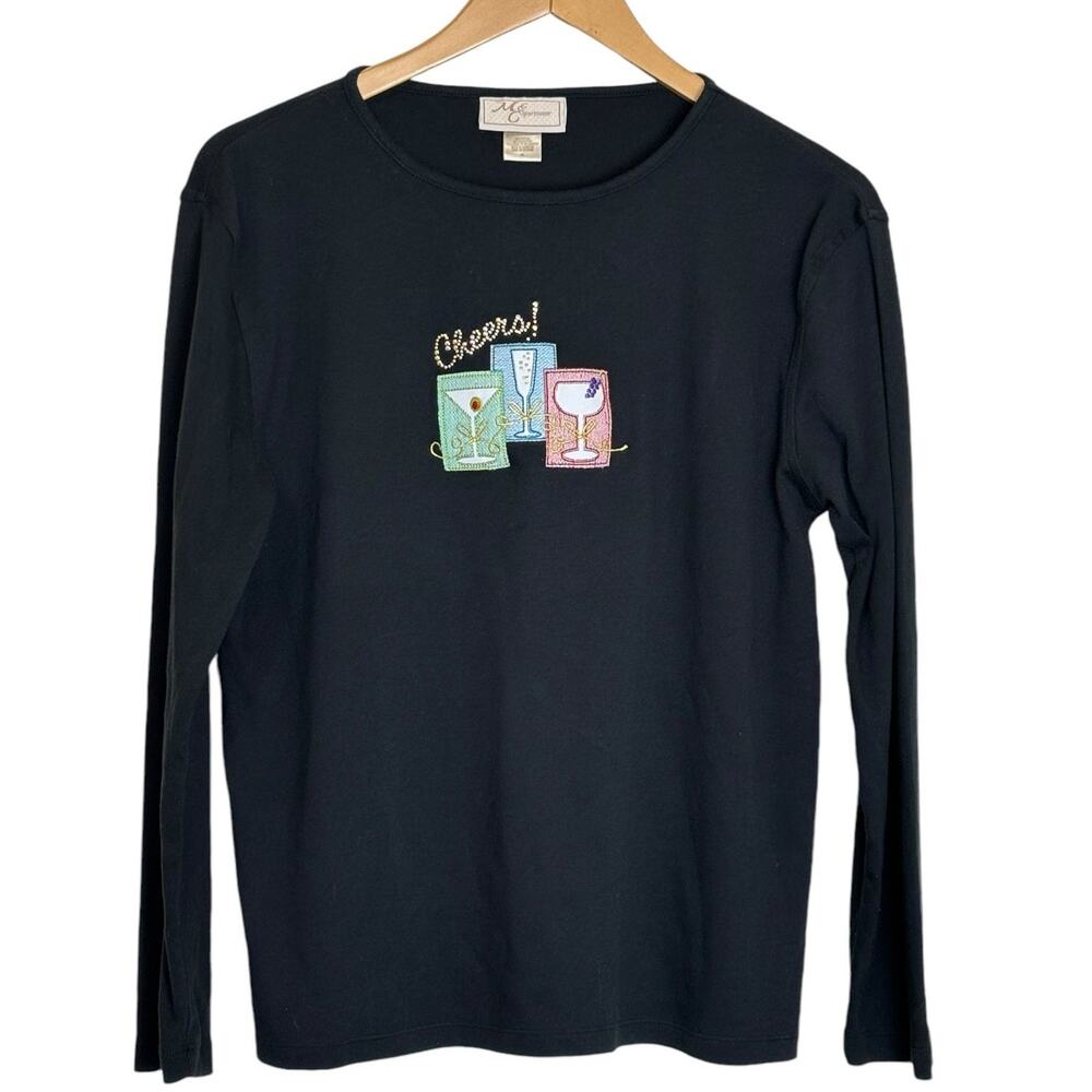 Holiday Cheers Embellished Long Sleeve Crew Top from MCCC Sportswear Size XL